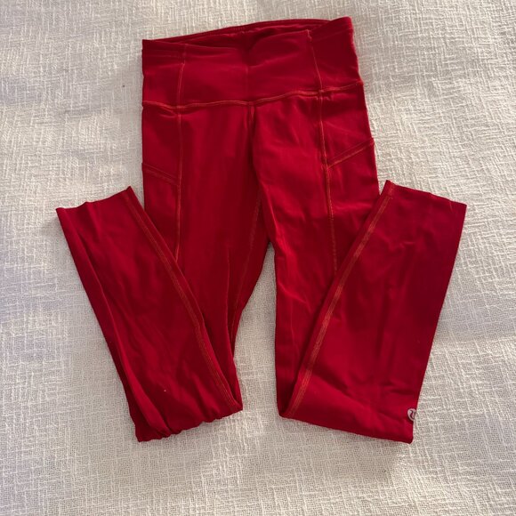 Lululemon Fast and Free High-Rise Tight 25” Pockets - Dark Red - Picture 5 of 5
